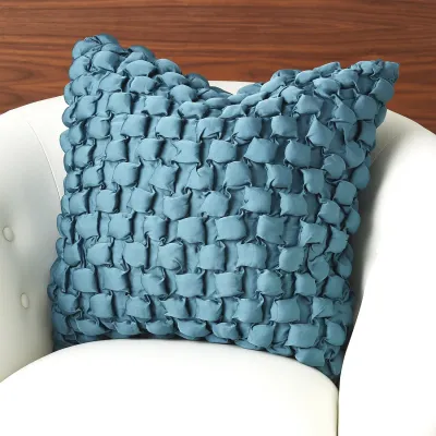 Square Ruche Pillow - Dusty Blue