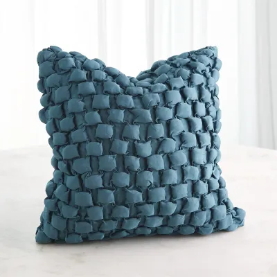 Square Ruche Pillow - Dusty Blue