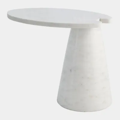 Sutter White Marble Cone Cantilever Table