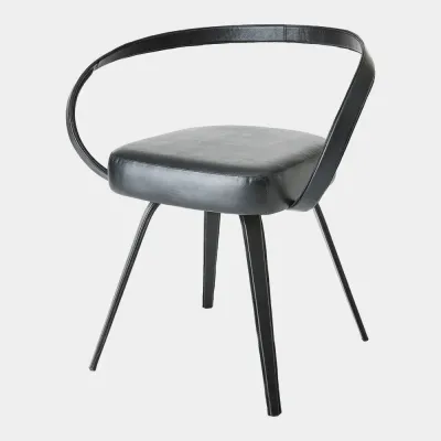 Pelle Black Curved Chair