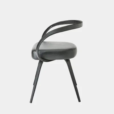 Pelle Black Curved Chair
