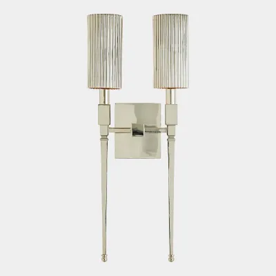 Golino Nickel Fluted Double Sconce