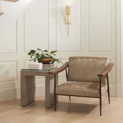 L. Brooks Bronze Fabric/Leather Chair