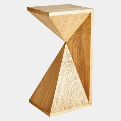Asymmetrical Angle Oak Side Table