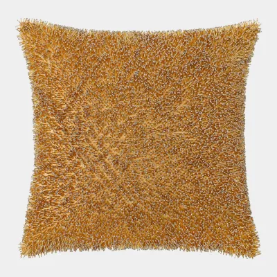 Miriam Golden Beaded Shag Pillow