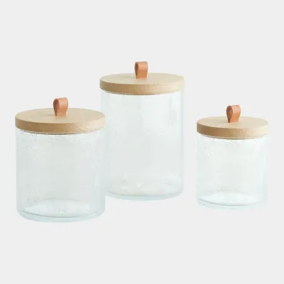 Tina Crackle Glass Canister with Lid