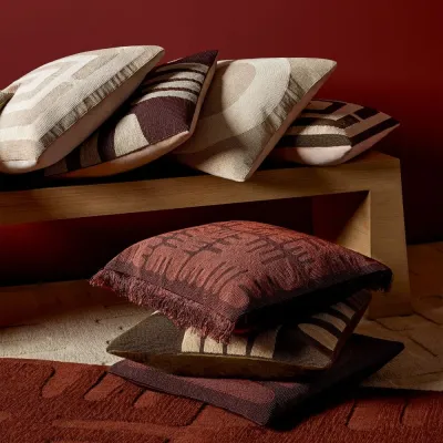 Duafe Rust Beaded Pillow