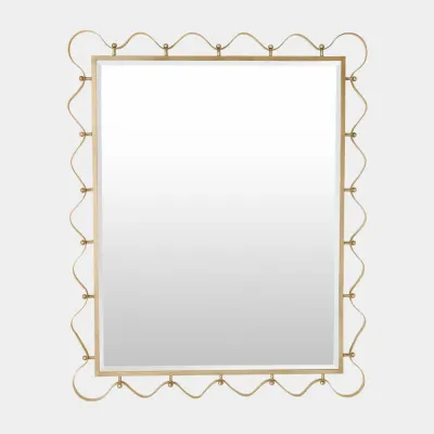 Les Vagues Brass Rectangular Mirror