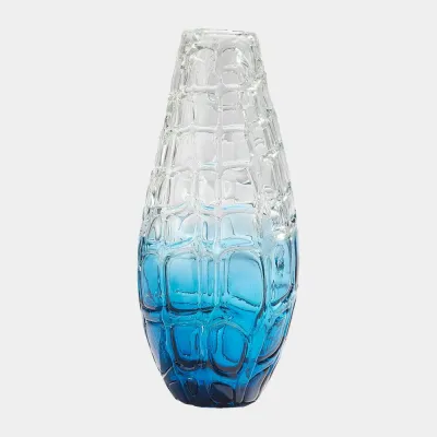 Ombre Blue Grid Vase Large
