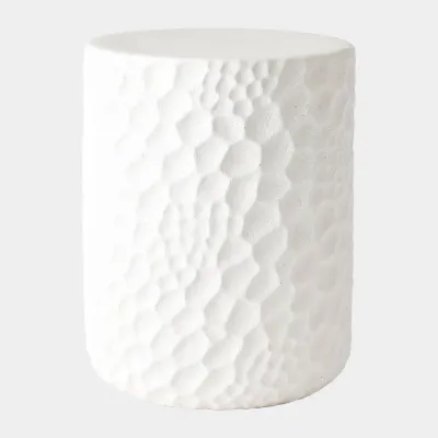 Brorie White Chiseled Garden Stool