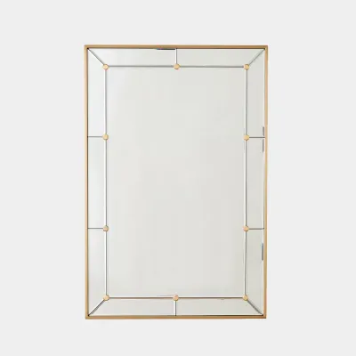 Claus Brushed Brass Stud Rectangular Mirror