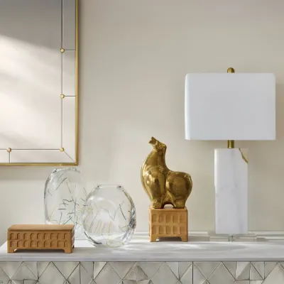 Claus Brushed Brass Stud Rectangular Mirror