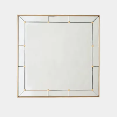 Claus Brushed Brass Stud Square Mirror
