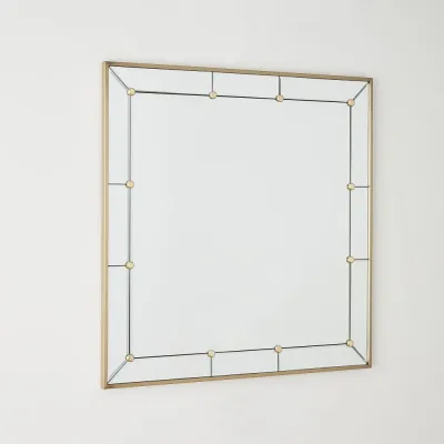 Claus Brushed Brass Stud Square Mirror