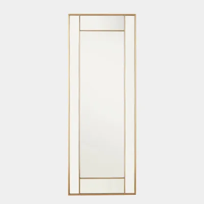 Block Framed Brass Rectangular Mirror