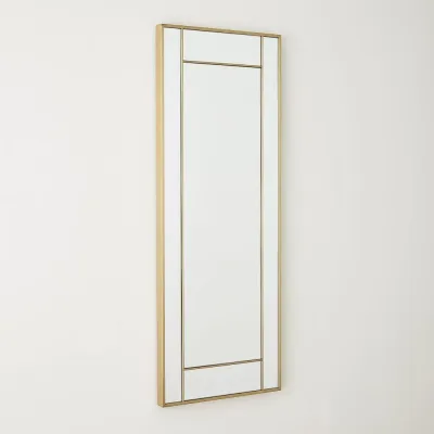 Block Framed Brass Rectangular Mirror