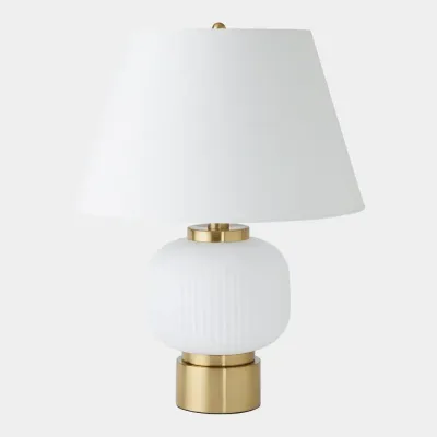 Global White/Brass Table Lamp