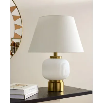 Global White/Brass Table Lamp
