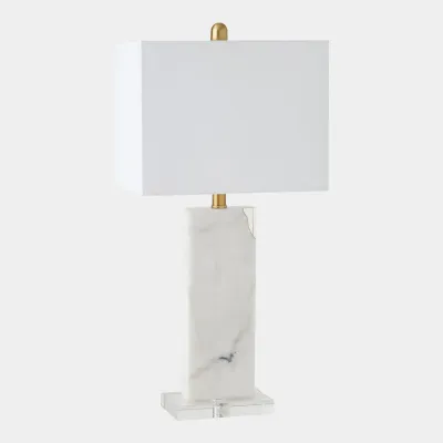 Stalwart White Marble/Crystal Table Lamp