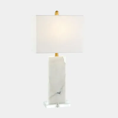 Stalwart White Marble/Crystal Table Lamp