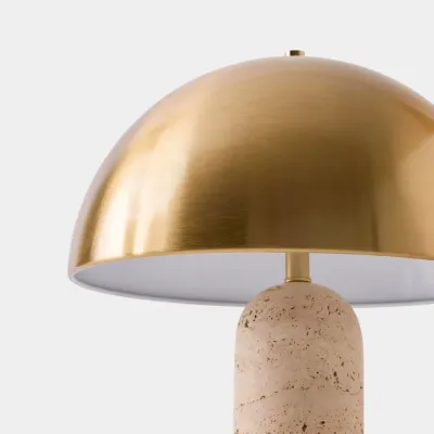 Carly Travertine/Brass Dome Table Lamp