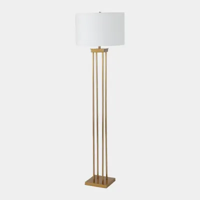 Four Pillar Satin Brass Floor Lamp