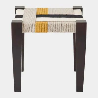 Fiori Black/Gray/White/Yellow Jute Stool
