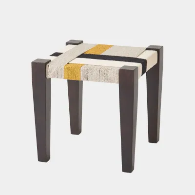 Fiori Black/Gray/White/Yellow Jute Stool