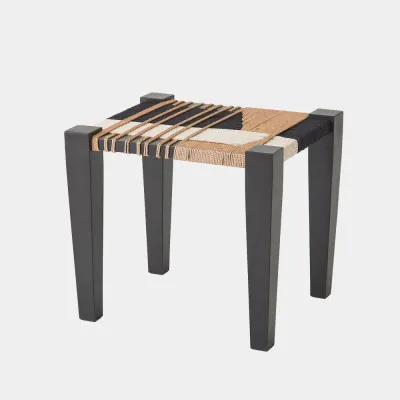 Fiori Black/White/Natural Jute Stool