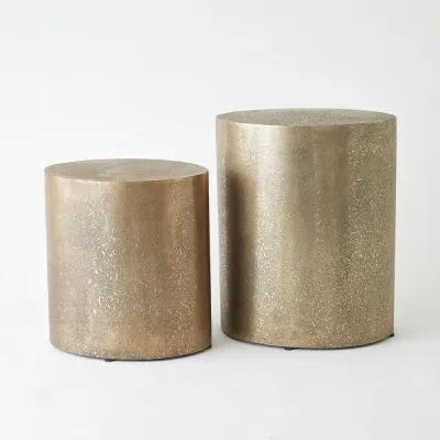 Arwen Antique Brass Texture Drum Table