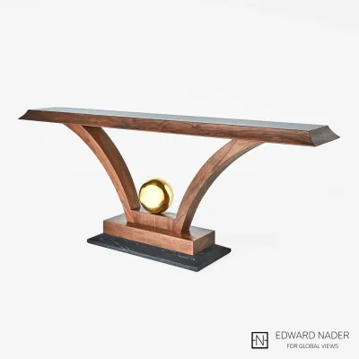 Colby Console - Walnut/Brass