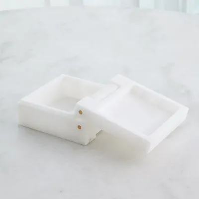 Hinged Alabaster Box - White