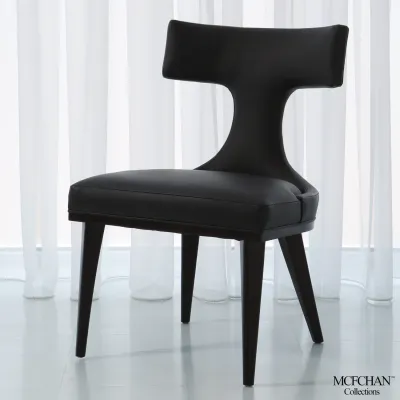 Anvil Back Dining Chair Black Leather