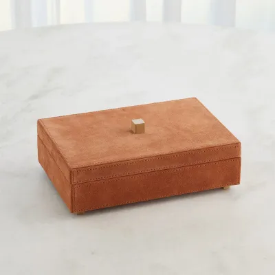 Posh Box and Tray - Rust Suede