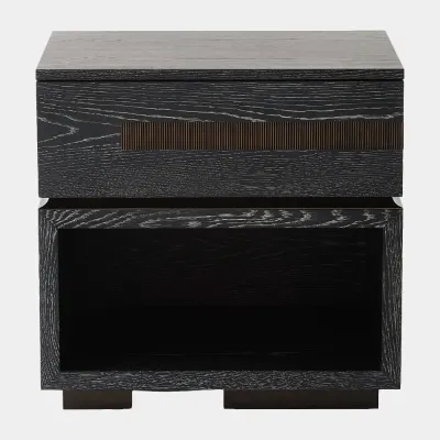 Brazil Black Cerused Oak Bedside Chest Right