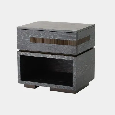 Brazil Black Cerused Oak Bedside Chest Right