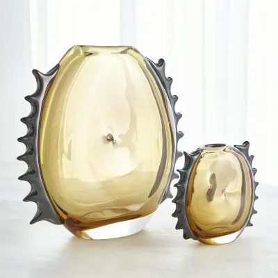 Flamer Amber/Black Vase 12"H x 4"W x 12"D