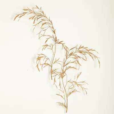 S/2 Weeping Willow Wall Decor Gold Leaf (Set of 2 )