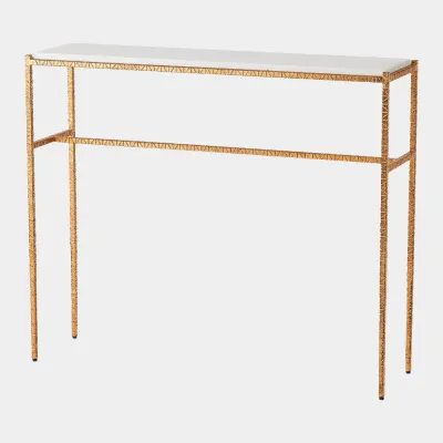 Shadrach Gold Leaf Cut Iron Console Table
