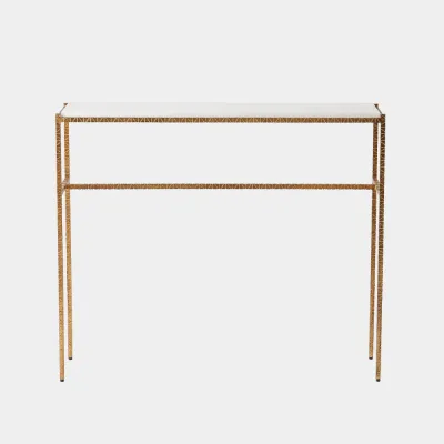 Shadrach Gold Leaf Cut Iron Console Table