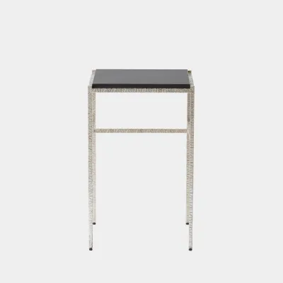 Shadrach Silver Leaf Cut Iron Side Table