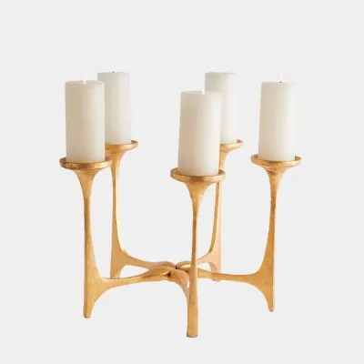Gathered Gold Leaf Candleholder