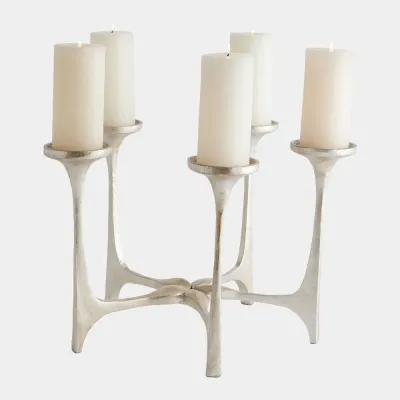 Gathered Silver Leaf Candleholder