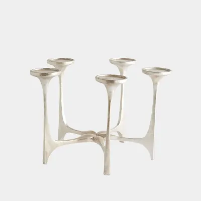 Gathered Silver Leaf Candleholder