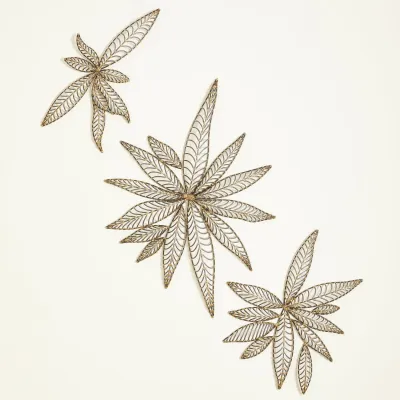 S/3 Leaf Wall Decor Natural Iron (Set of 3 )