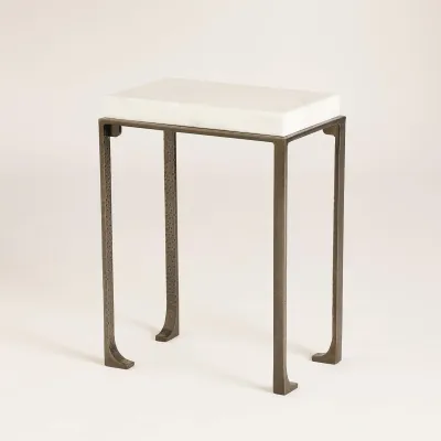 Zen Side Table w/White Honed Marble Bron