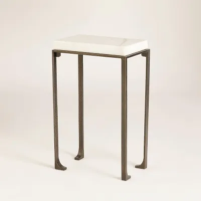 Zen Side Table w/White Honed Marble Bron