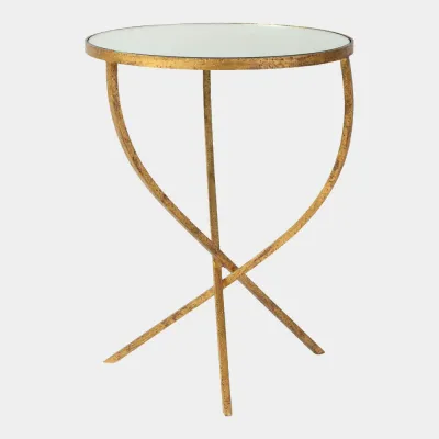 Triangulum Antique Gold Hammered Tripod Table
