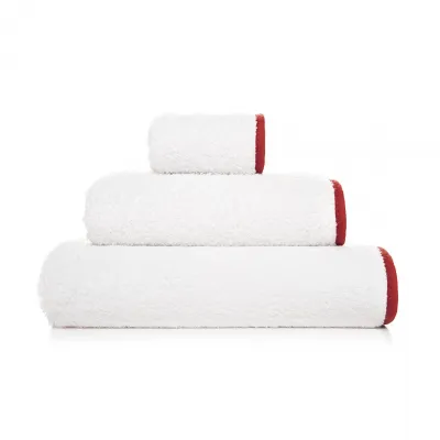 Portobello White/Cherry Bath Towels