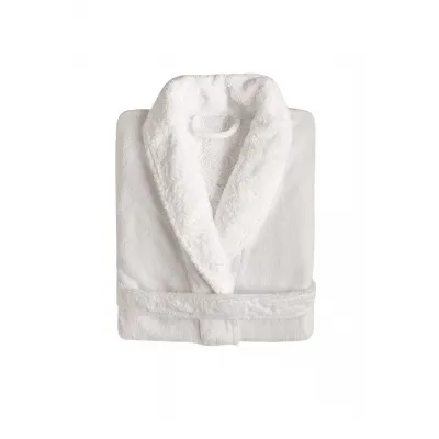 Egoist Combed Cotton Shawl Collar Bath Robe White